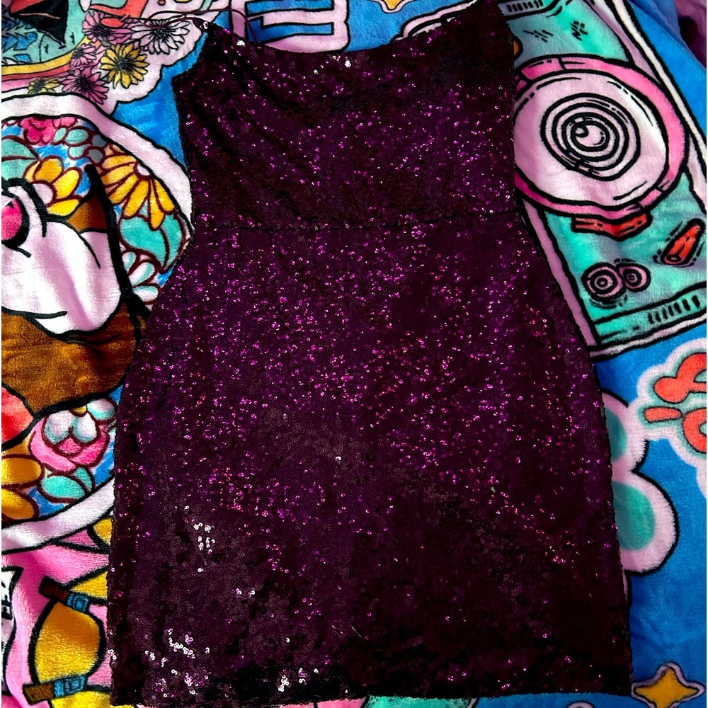 Purple mini sequin dress